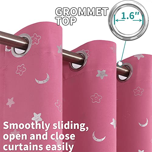 image for BGment Pink Blackout Curtains 63 Inch Length, Nursery Curtains for Gir