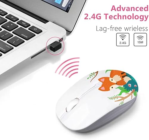 Miniatura 4 de Mouse inalámbrico con nano receptor para PC, portátil, portátil, computadora, MacBook, menos ruido, ratones ópticos móviles portátiles (foco)