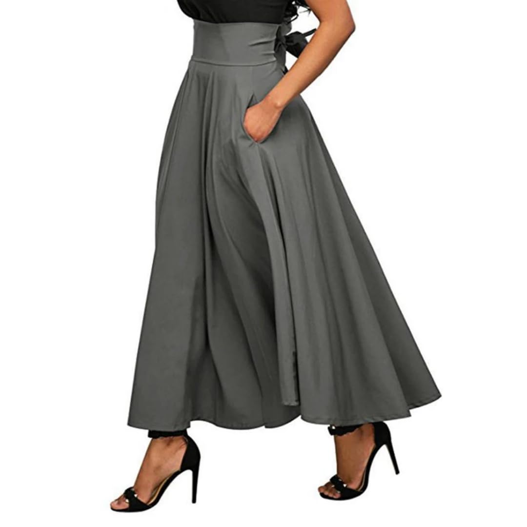 Falda Larga Plisada de Talle Alto Vestido Completo para Mujer