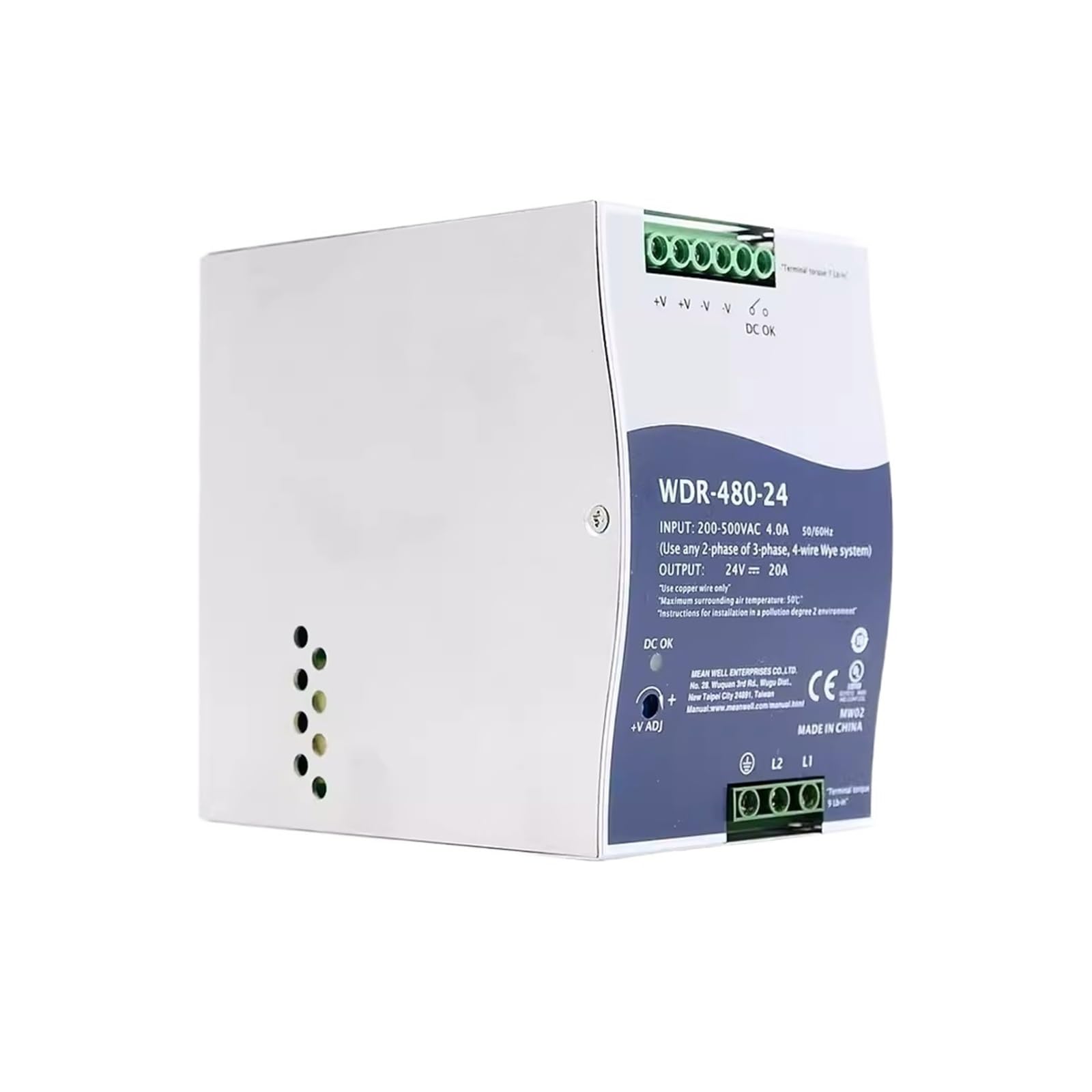 XDDQWSWA WDR-480 WDR-480-24 WDR-480-48 480W Single Output Power Supply(WDR-480-48V 10A)