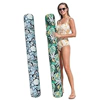 PARENTSWELL 2 Pack Inflatable Pool Noodle Floats, 54'' Large Swimming Pool Noodles for Floating, Fabric Covered Swim Noodles for Adults
