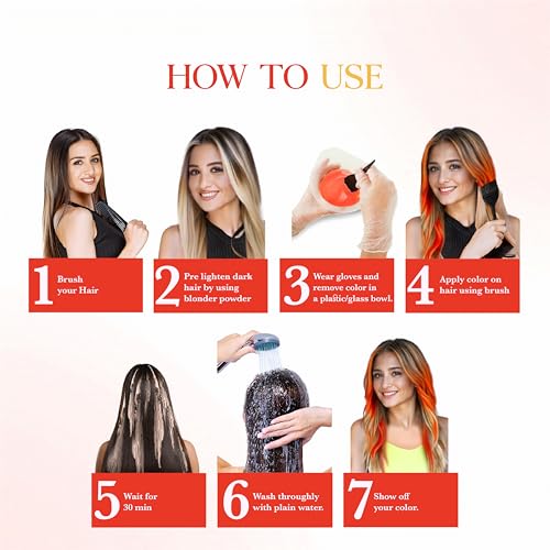 Image of Semi Permanent Hair Color for Women & Men, (120g, #33 Vibrant Orange) Enriched with Conditioner, Glossy Finish, No Ammonia, No Peroxide & Non Oxidative, Vegan Highlights Colorful Hair Dye
