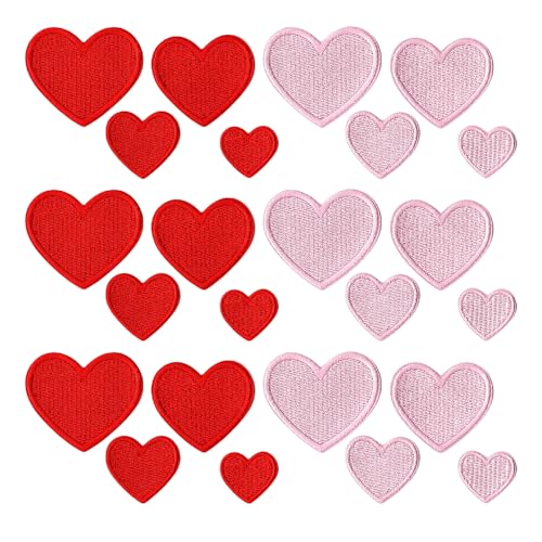 HMCEY Lot de 24 Patch Thermocollant Vetement Coeur,Ecusson a Coudre Coeur,Patch à Coudre Enfant,écusson Brodé,Stickers Thermocollant textile,Patchs Broderie...