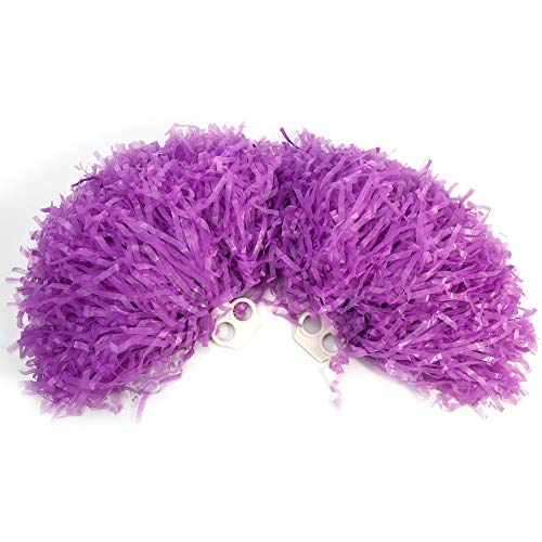 2PCS Cheerleading Pom Poms, Cheering Squad Pompoms with Handles Cheer Costume Accessory for Sports Team Dance Cheering (Purple)