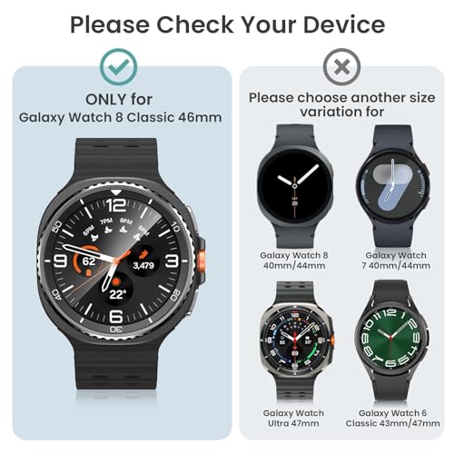 Image of VEMIGON Hard PC Case Compatible with Samsung Galaxy Watch 8 Classic 46mm 2025 Screen Protector, High Sensitive Protective Face Cover with Bumper Built-in Tempered Glass Film - (46mm Clear)