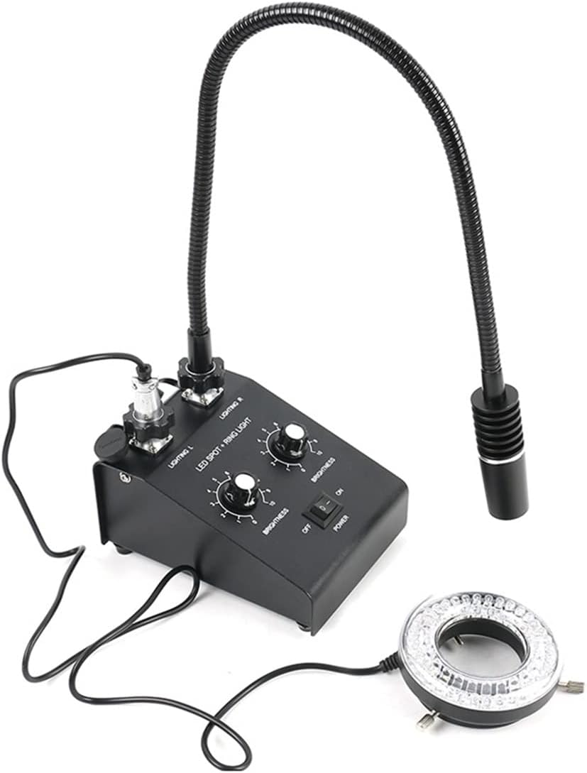 Microscope Accessories Kit 6W 6500K LED Lamp Adjustable Spot Light Fill Illuminator for Stereo Microscope Microscope Slides(2 in 1 D Set)