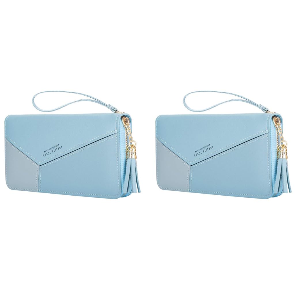 Womens Long Wallet Tassel PU Leather Multi Slots Girls Zipper Coin Large Purse for Girls X 2-image-25
