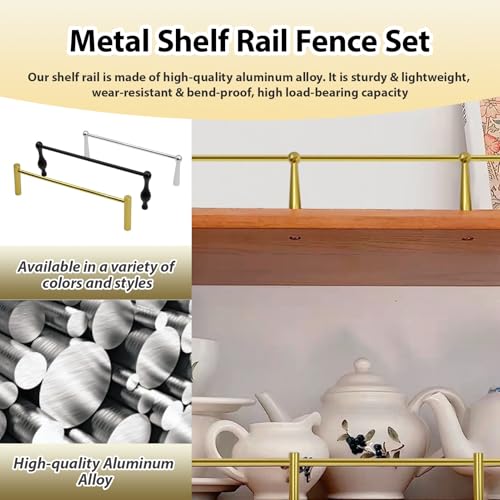 Rail d'étagère anti-chute avec accessoires, tringle décorative noire 90 cm alu