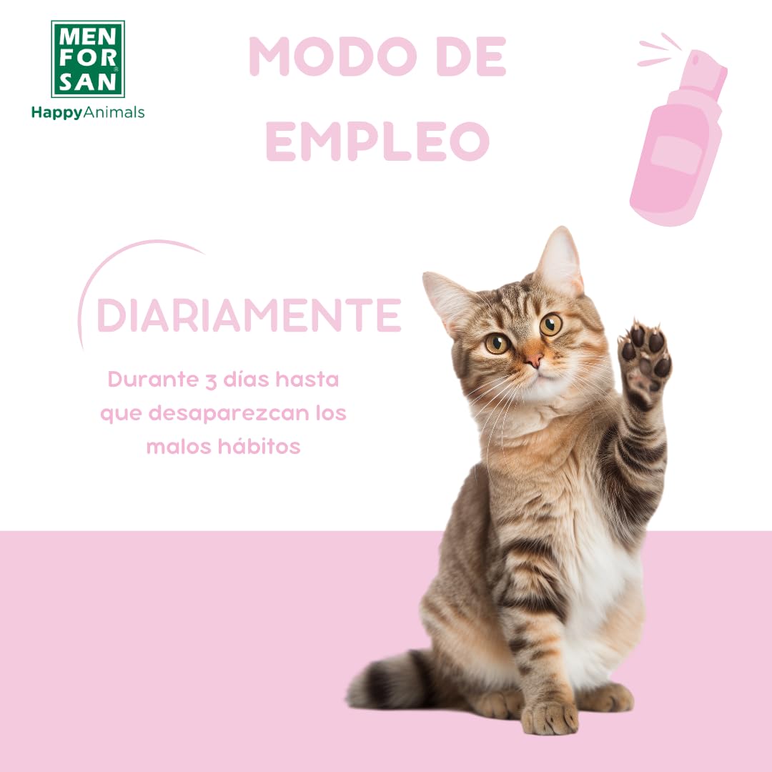 MENFORSAN Antiarañazos y antimordeduras 60ml, Producto educador Natural para Gatos