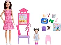Barbie Careers Teacher Doll Playset with Toddler Student, Classroom Board, Stickers & Accessories - Imaginative Role-Play for Kids 3+