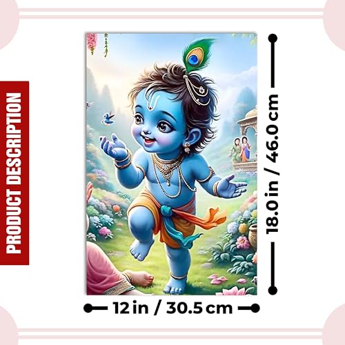 Image of Twinster Bal krishna Posters Photo for Pregnant Women, Baby Poster Self Adhesive (Size 45 cm by 30 cm) Pack of 1 (Design 23)