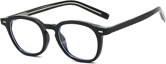 YAMEIZE Round Blue Light Glasses for Women Men Small Frame Fashion Oval Blue Light Blocking Eyeglasses for Computer Gaming Reading