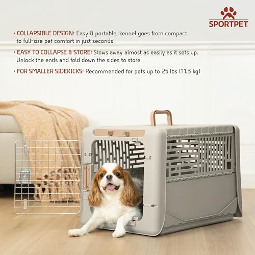 image for SportPet Designs Collapsible Small Pet Travel Carrier (Tan), Hard-Side