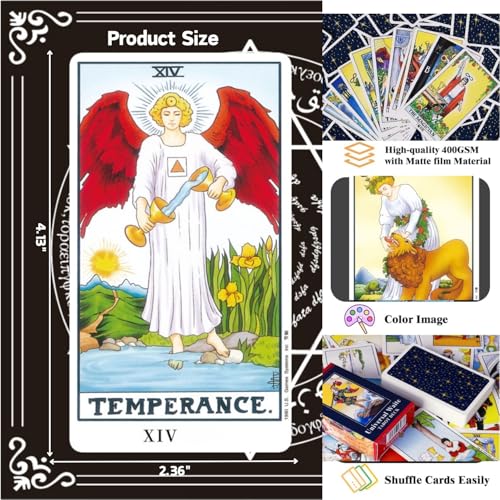 Image of Ahamo 78 Original Tarot Cards Deck with Meanings - Classic Tarot Card Set for Beginners & Professionals | Spiritual Divination & Guidance Oracle Deck