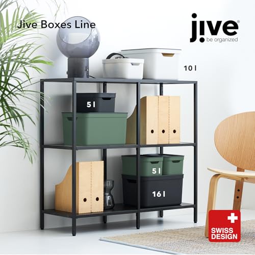Jive Dekobox 3er- Set Aufbewahrungsbox 16l mit Deckel, Kunststoff (PP recycelt), dunkelgrau, 3x16l (37.5 x 27.8 x 29.8 cm), Anthrazit