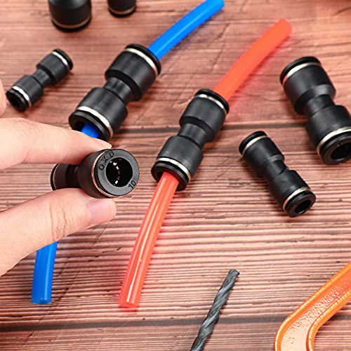 40 Pieces Straight Push Connectors, Push To Connect Fittings Kit Quick Release Pneumatic Connectors Air Line Fittings Connect Air Hose Fittings, 2 Way (Black,1/4 5/16 3/8 1/2) #TOP6