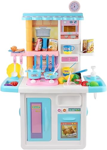 Miniatura 3 de Juego de cocina para niños, juego de cocina con sonidos de luces realistas, comida, fregadero, utensilios, horno, juguete de cocina, regalo para