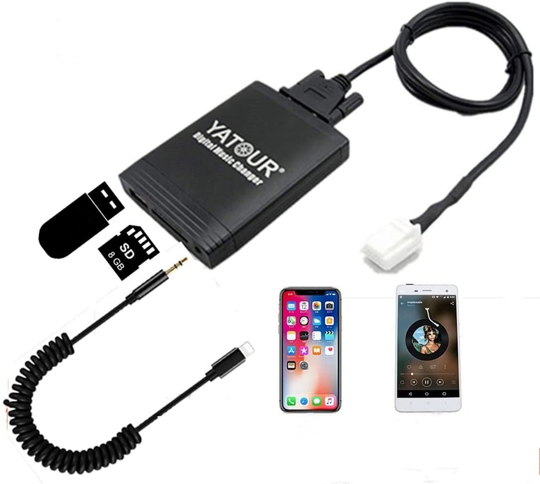 Toyota Stereo AUX Adapter, Digital Car Audio Input Interface with SD Card, MP3 USB, 3.5mm AUX in, Music Player for Toyota 2003-2011, Lexus 2004-2011, 6+6 Plug(M06-TOY2)