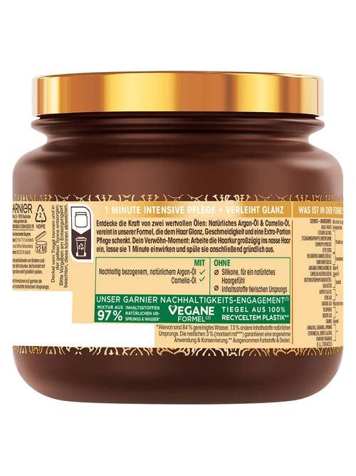 Wahre Schätze 1-Minute Hair Treatment for Dry and Dull Hair with Argan Oil and Camelia Oil for Shine and Suppleness Vegan Formula - Image 2
