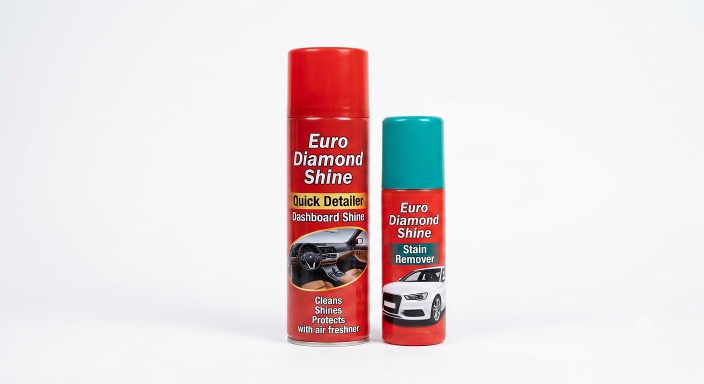 Euro Diamond Shine Quick Detailer Dashboard Shine and Stain Remover | Cleans and Protects, Air Freshener, Car Interior Care, Spray Formula, 2-Product Combo-picture-18