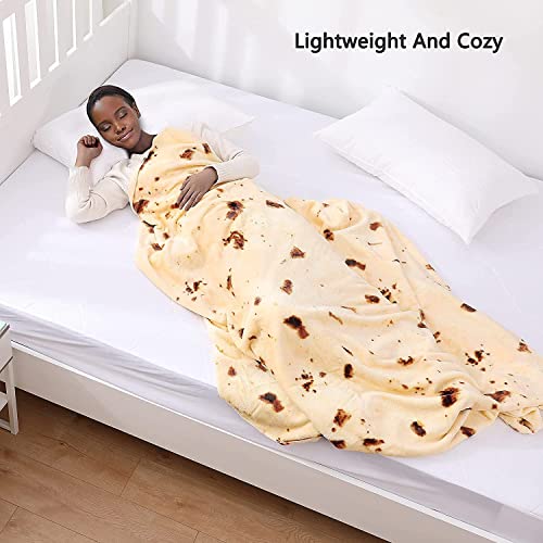 Rokduk Adults Thick Burritos Throw Blanket 380Gsm 71 In Double Sided Premium Ultra Soft Flannel 5 Seconds Warming Large Round Taco Tortilla Food Blankets, Couch Sofa Bed #TOP2