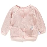 Aimama Knit Toddler Girl and Baby Cardigan with Cute Front Pocket, Cotton, Wearable Baby Sweater, Fa
