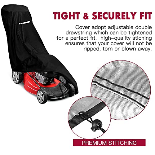 Outdoors Lawn Mower Cover - Heavy Duty 420D Lawn Mower Covers Polyester Oxford Waterproof Lawnmower Covers Universal Uv Protection Universal Fit Push Mower With Drawstring & Cover Storage Bag #TOP3