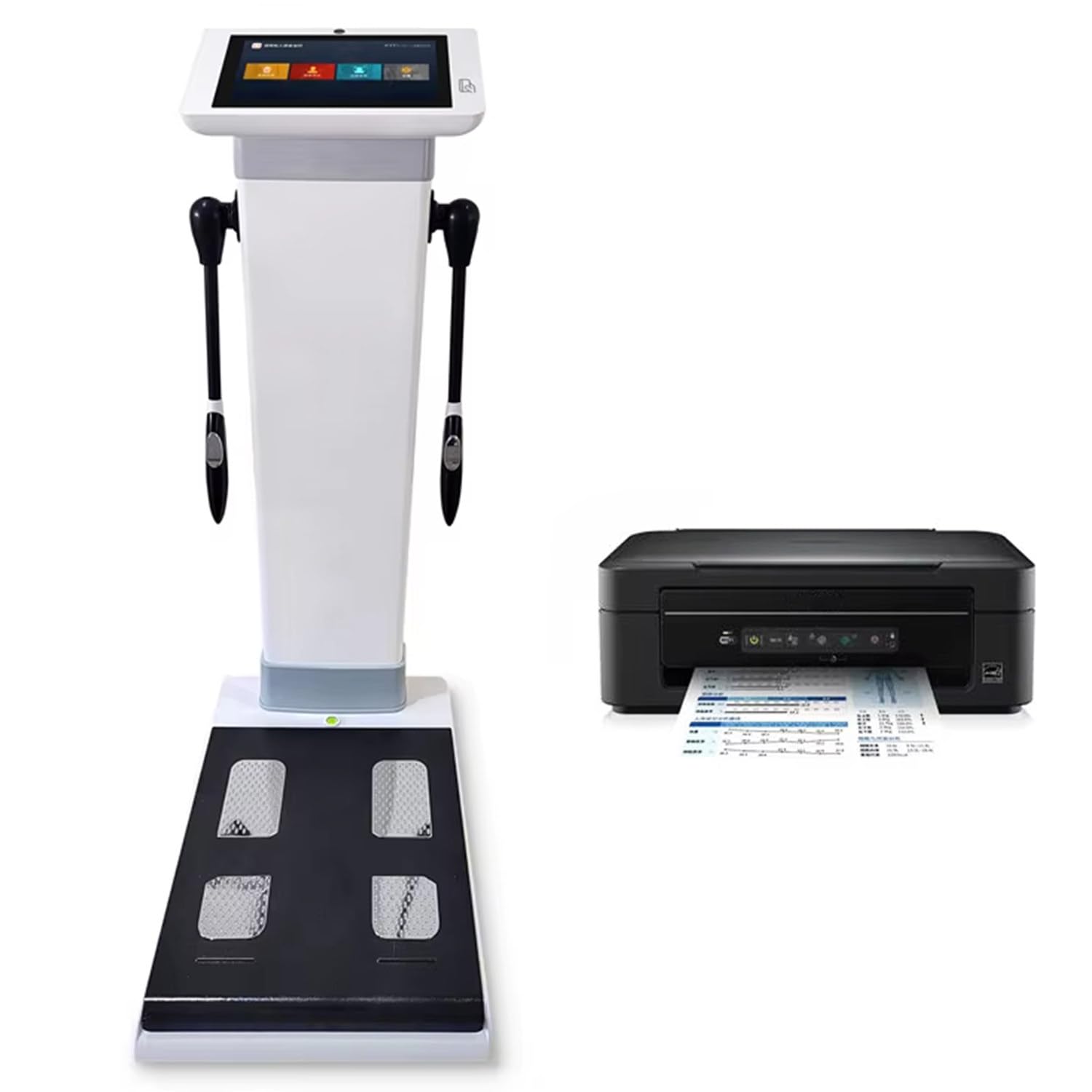 Smart per L'analisi Composizione Corporea Completa - Bmi,Grasso Corporeo,Massa Muscolare 40 Misure Bilancia Impedenziometrica Professionale,Display Lcd 10,1 Pollici,Con Stampante