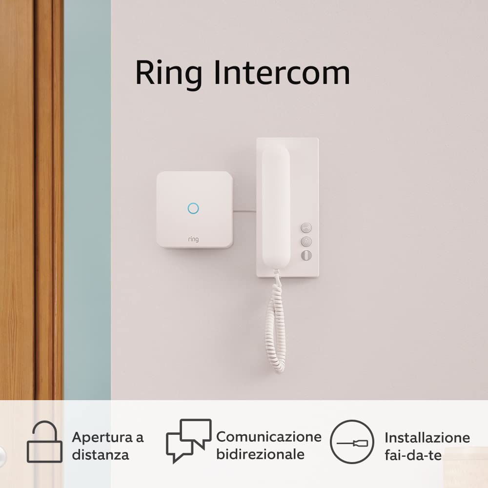 Ring Intercom, Batteria a sgancio rapido aggiuntiva e Stazione di ricarica di Amazon|Citofono migliorato, Sblocco da remoto, Verifica automatica, Montaggio fai-da-te (citofono compatibile necessario)