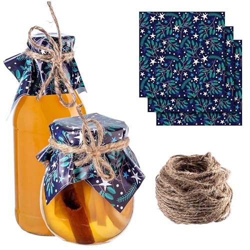 KADAX Centrino decorativo per barattoli, con cordoncino di iuta per marmellate, centrini di carta (stelle, 50 pezzi)