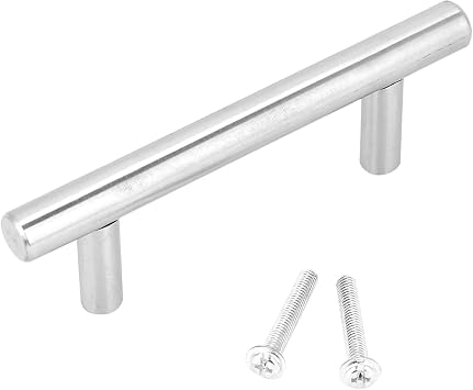 Kitchen Cabinet Door Handles, Cabinet Hardware Handles and Pulls Round T Bar Dresser Drawer Pulls Silver Cabinet Pulls for Furniture 100mm