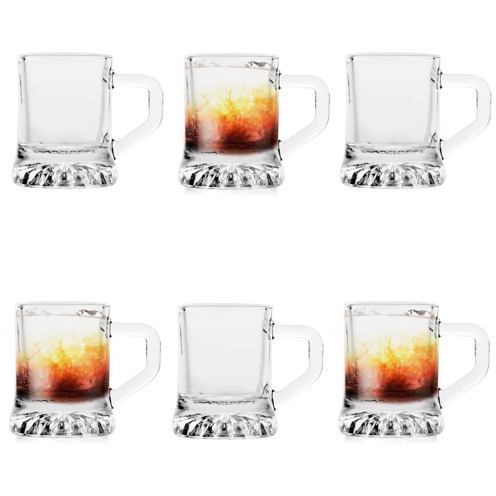 Kieliszki KRUG SHOT – Nadają się do Zmywarki – Mocne, Stabilne Dno – Kufelek z Uszkiem – Bardzo Wytrzymałe Kufelki do Wódki – 4,9x3,6cm – 30ml – 6