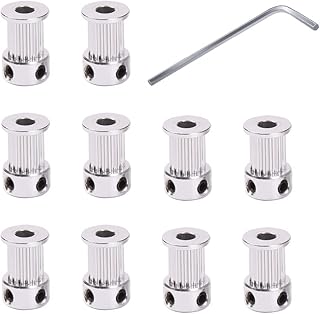 [10-Pack] GT2 Pulley 16 Teeth 5mm Bore, Aluminum 16T Synchronous Wheel Pulley for 2GT Timing Belt 10mm Width 3D Printer