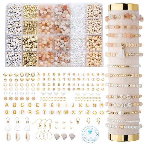 Perles Pour Bracelet Kit Bijoux Creation Adulte Creation Bijoux Bracelet avec Perles Lettres DIY Bracelet Collier Pendentif Charmes Perles en Cristal,Perles en Jade Imitant