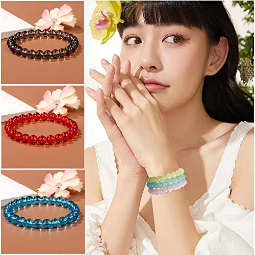 Mozaka 20Pcs 8Mm Crystal Glass Beaded Bracelet For Women Natural Chakra Healing Bracelets Irregular Chip Stone Stretch Bracelets Relief Reiki Yoga Bracelet Set #TOP4