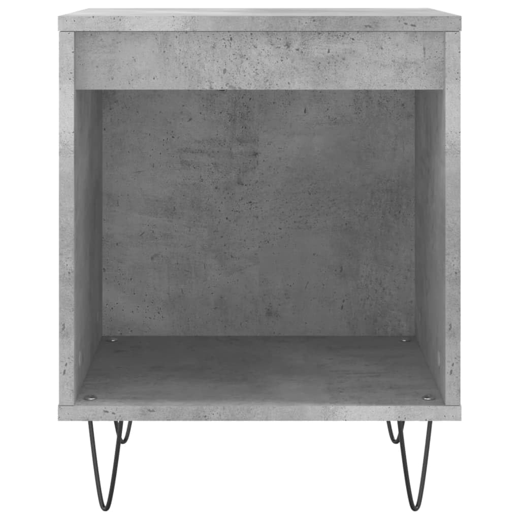 Mesita de noche gris hormigón 40 x 35 x 50 cm madera patas de metal