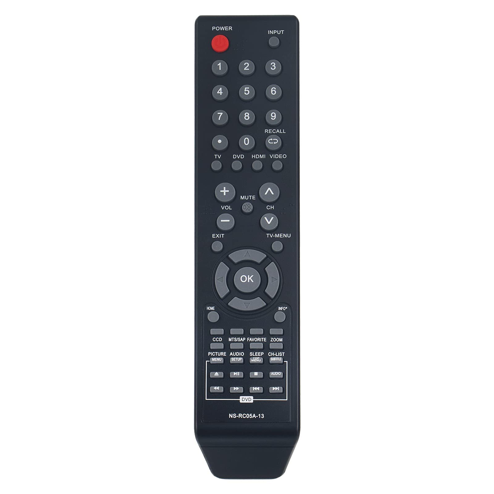 NS-RC05A-13 Remote Replaced for Insignia NS-24LD100A13 NS-29LD120A13 NS-32LD120A13 NS-19ED200NA14 NS-28ED200NA14 NS-LTDVD19-09 NS-LTDVD26-09 NS-LTDVD32-09 NS-LDVD19Q-10A NS-LDVD26Q-10A NS-LDVD32Q-10A