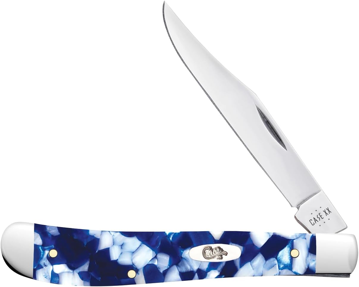 Case XX Pocket Knife SLIMLINE TRAPPER - BLUE CRACKLE KIRINITE® Item #50726-101048 SS - Length Closed: 4 1/8Inches