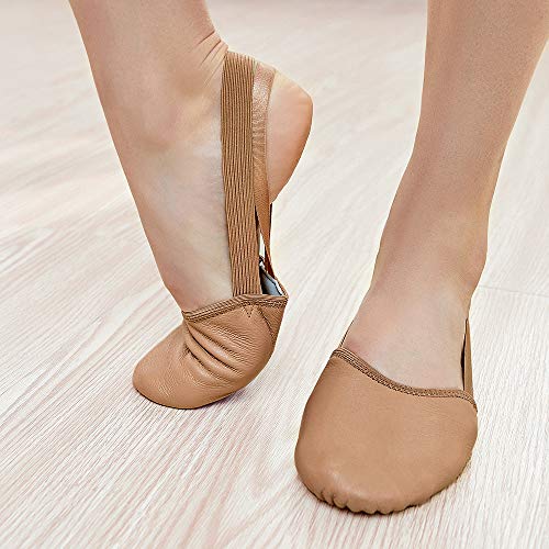 Stelle Half Soles Dance Shoes Leather Lyrical Pirouette Turners Dance Shoes For Turning (Girls/Women/Men/Adult) (Tan, 6/7) #TOP6