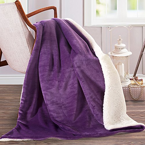 Couverture polaire corail violet foncé 120x200cm pour lit et canapé