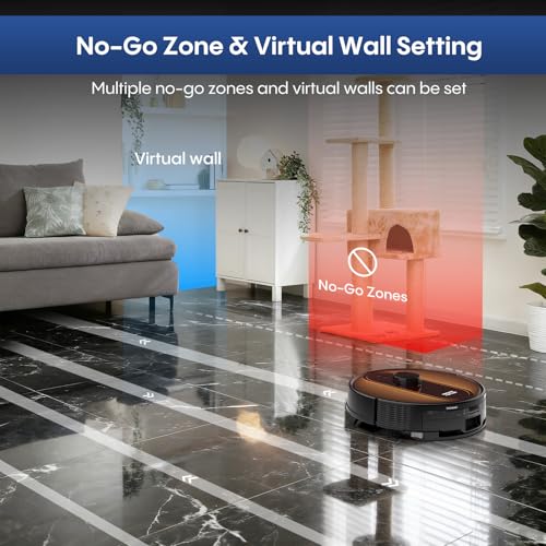 Image of Robot Vacuum and Mop with Mapping: 6000Pa Self Emptying Robotic Vacuum with LIDAR Navigation,3-in-1 Robot Vacuum for 90 Days Hands-Free Cleaning, Alexa /APP Control Ideal for Pet Hair Hard Floor Carpet
