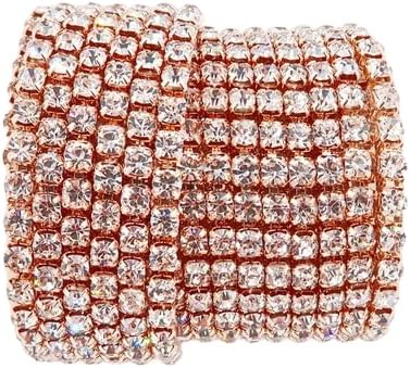 Champagne Gold Base Claw Glass Crystal Rhinestone Chain 5 Sizes 2Mm 2.5Mm 2.8Mm 3Mm 4Mm High Density Sew On Glue On DIY Trimming - (Color: Lt Topaz/Size: Ss6 2Mm 10 Yards)