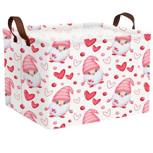 Image of Cute Large Valentine's Day Gift Basket Empty Heart Decor Storage Bin for Kid Baby Room Decor (Dwarf Elf Love)