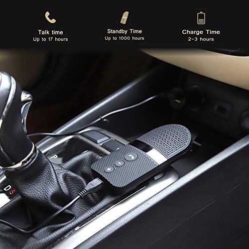 Slopehill Bluetooth Car Speaker for Cellphone, Wireless Handsfree Bluetooth Car Speakerphone with Clear Sound for Safely Talking, Driving and Music Streaming, Rechargeable, Visor Clip, Dual 2W Speaker