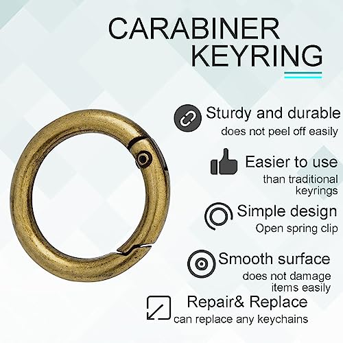 Image of CooBigo 3 /4 Inch Trigger Spring O Rings, Metal Round Carabiner Clip Snap Hook, Keyring Buckles for Replacement Purse Strap, Paracord Lanyard , Keychain Rings Hardware DIY Crafts Making 10Pcs Bronze