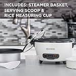 BLACK+DECKER Rice Cooker 6-Cup (Cooked) with Steaming Basket, Removable Non-Stick Bowl, White - Image 3