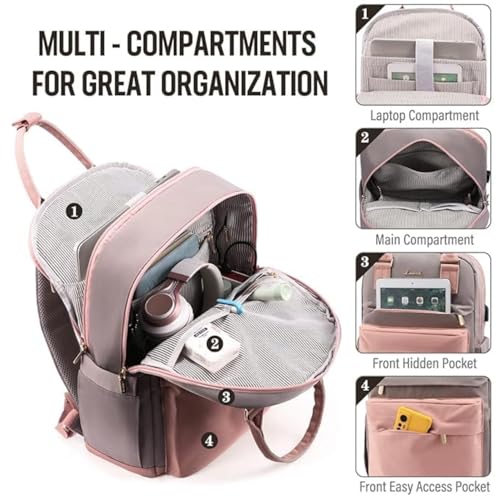 Image of MOCA Women's Minimal Laptop Backpack | Stylish Office & Travel Bag with USB Charging Port | Lightweight, Multi-Pocket, Fits 15.6 inch Laptop