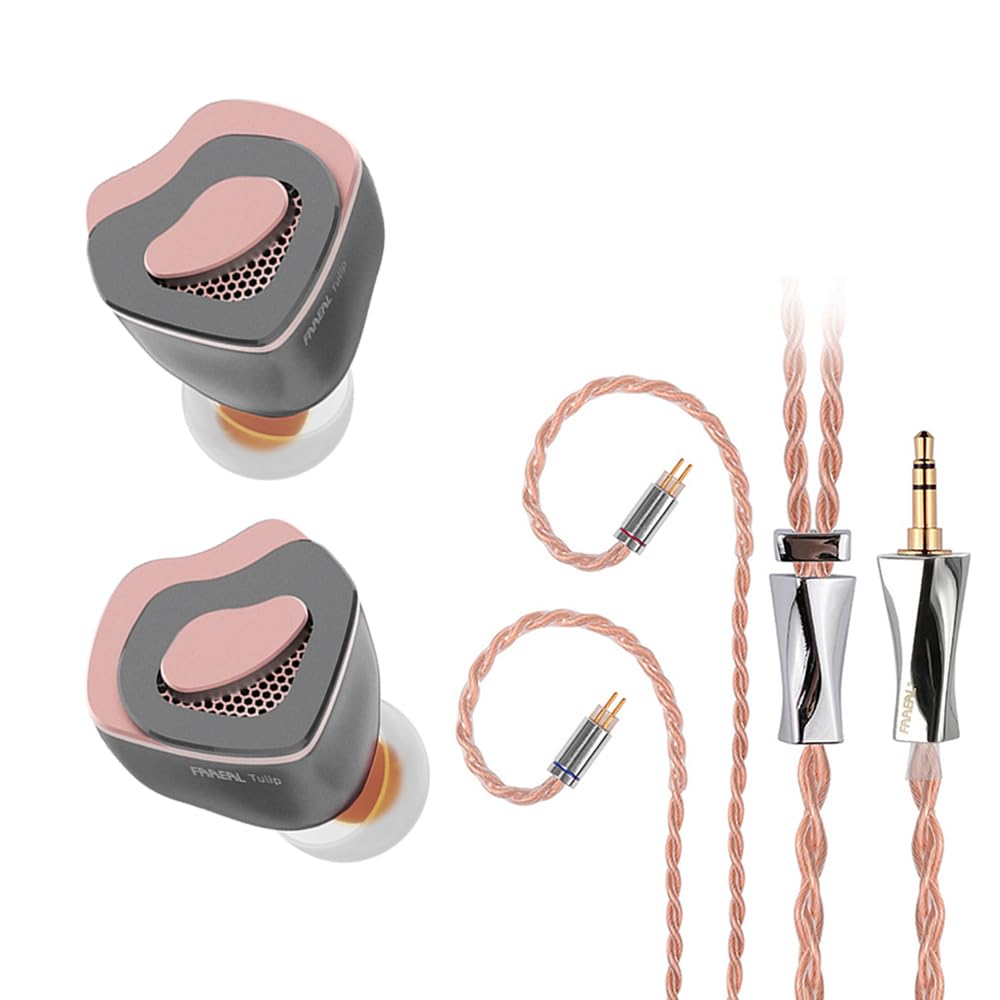 FAAEAL Tulip 10mm Gold Ring Dynamic Driver HiFi Earphone,2PIN Detachable Music IEM Headphone with Petal Design,CNC Metal Shell in-Ear Monitor with