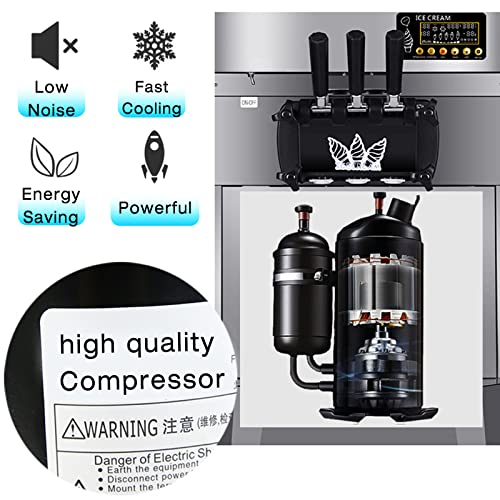 BeFormed Triple Head Commercial Ice Cream Machine, 1200W Soft Serve Ice-Crem-Maker-Maschinen Mit LED-Display, 18 L/H… – Bild 6