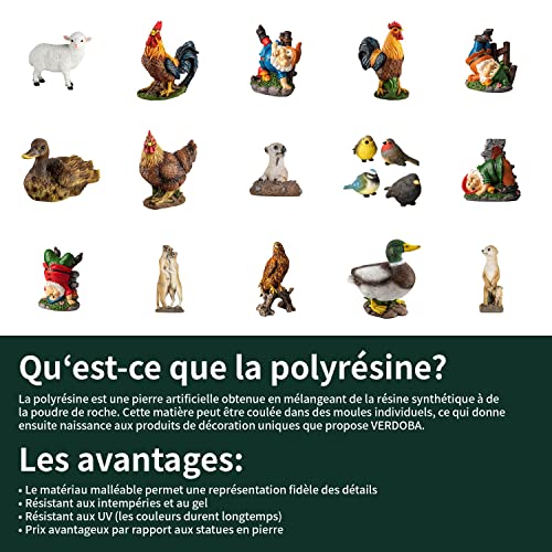 Figurines de jardin poussins 1PLUS en polyrésine pour décoration extérieure lot de 2